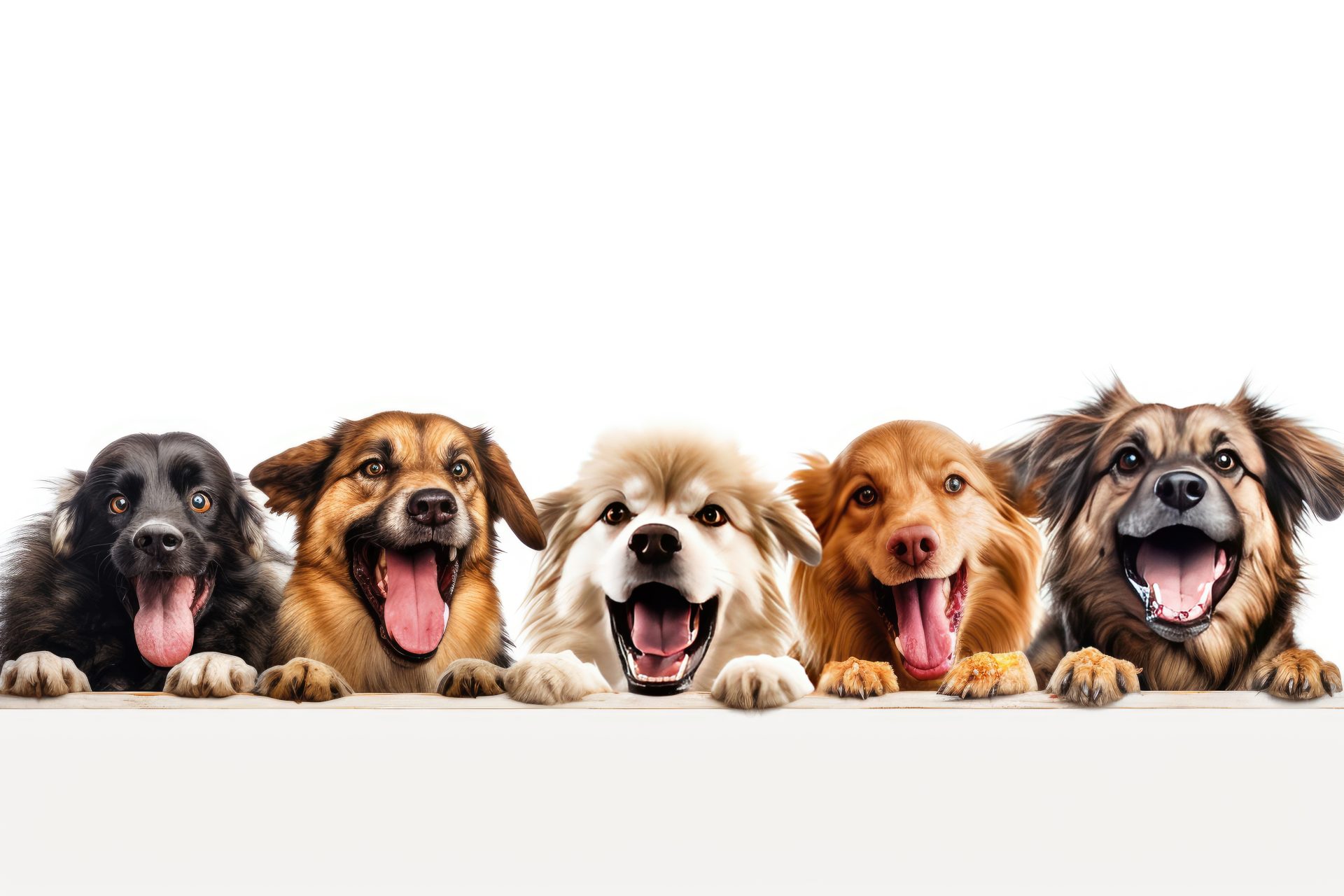 Chiens souriant ensemble heureux